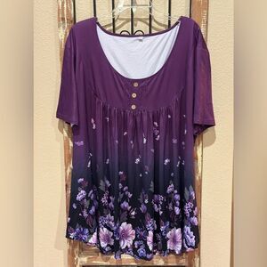 Boutique purple flower babydoll top